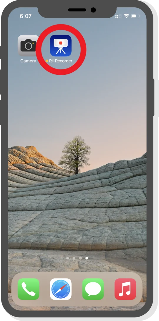Home screen with the Rill Recorder app highlighted