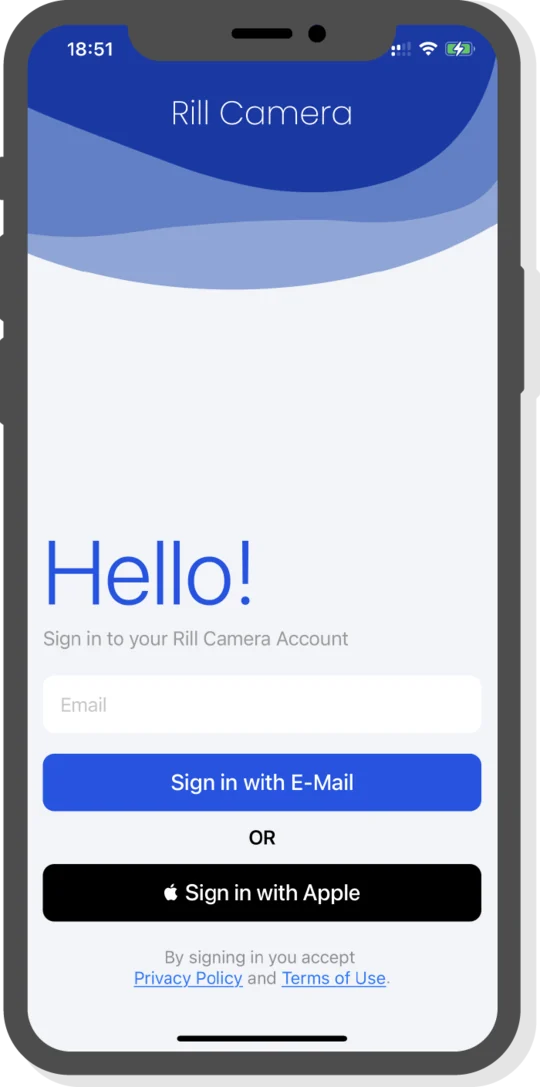 Rill Camera sign-in screen