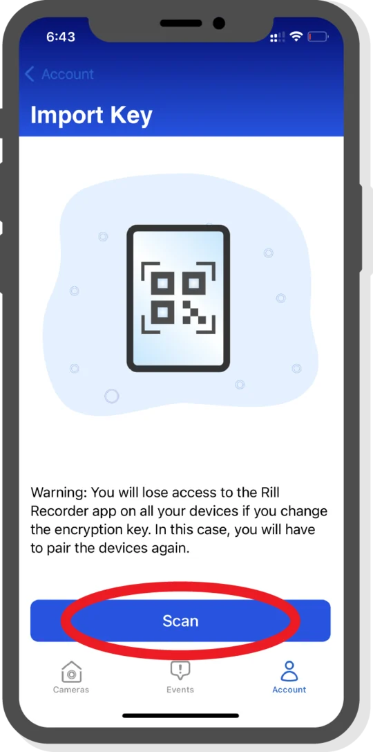Import Key screen with the Scan button